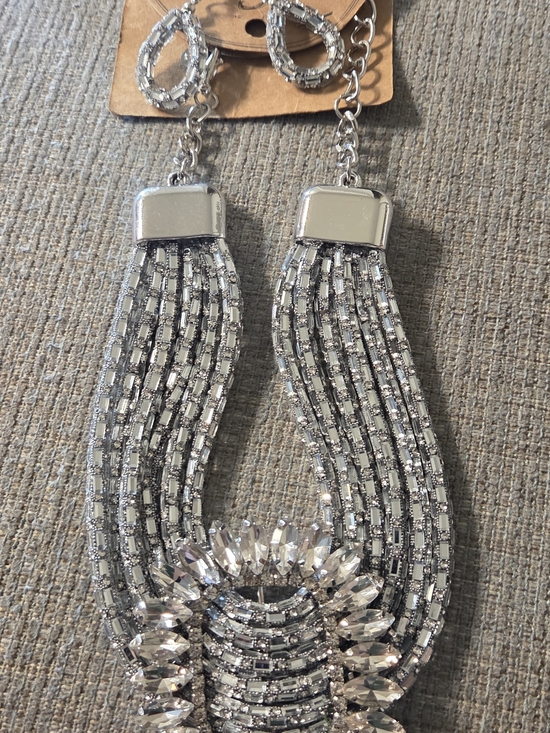 Jewelry - Silver Crystal Multi-Strand Statement Necklace by